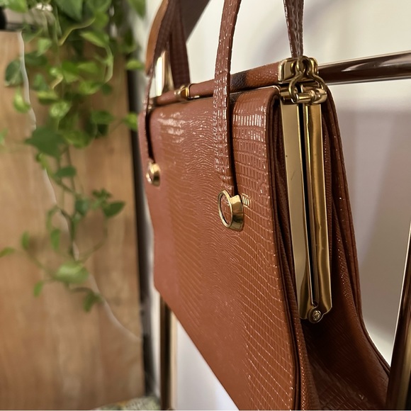 Vintage 1950s faux croc swagger bag - Picture 3 of 6